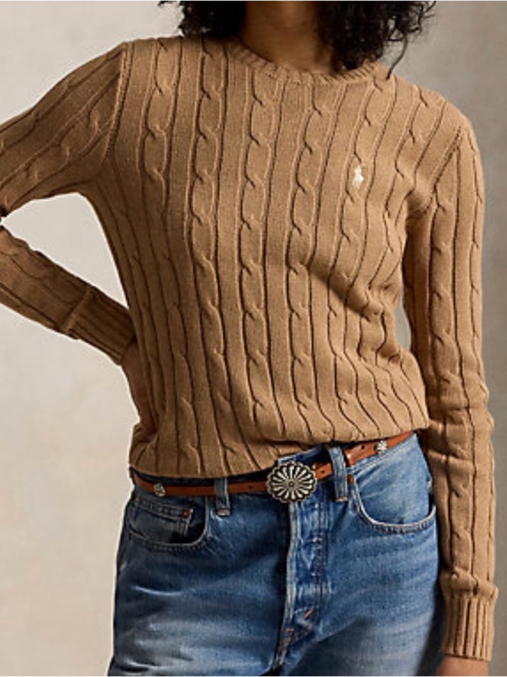 NWOT Polo Ralph Lauren Women’s Cable-Knit Cotton Crewneck Sweater Large